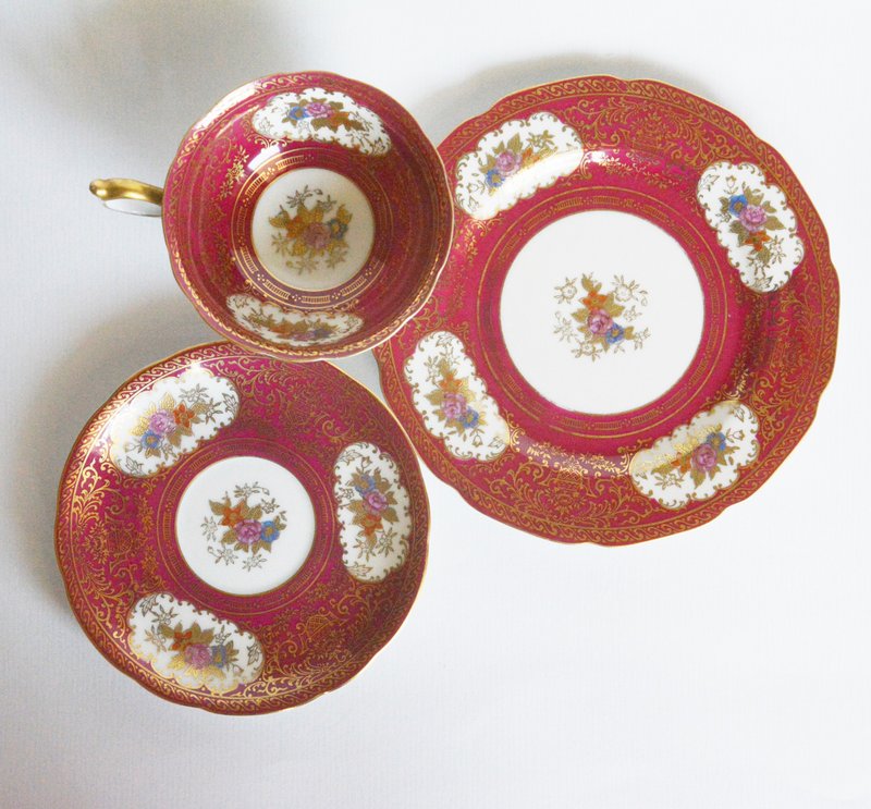 德国古董下午茶杯盘组 - 茶具/茶杯 - 瓷 红色