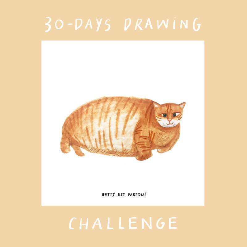 居家时尚橘猫手绘画作/居家摆饰 - 海报/装饰画/版画 - 纸 白色