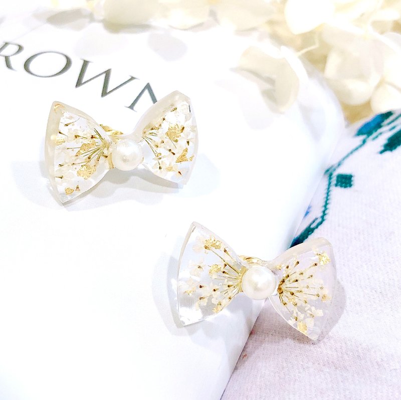 PUREST HOME 蝴蝶结 珍珠 花语 耳环/附礼盒 情人节 礼物 - 耳环/耳夹 - 其他材质 