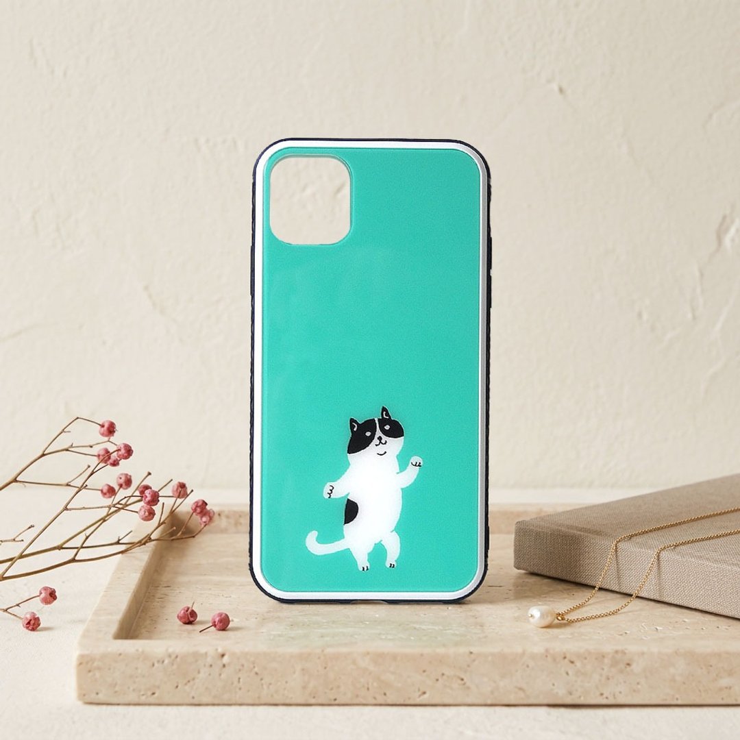 【强化玻璃 iPhone 手机壳】胖嘟嘟猫咪 - 手机壳/手机套 - 塑料 绿色