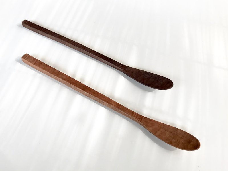 Made of wood with a serrated pattern Black walnut or cherry - 餐刀/叉/匙组合 - 木头 咖啡色