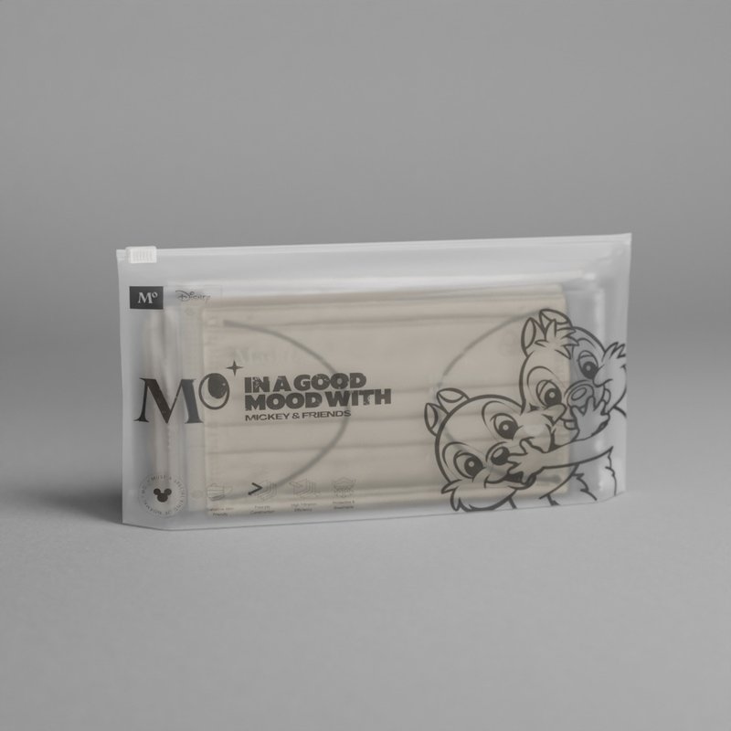 迪士尼4层一次性口罩  - 侘寂灰 (12 个) - 大鼻与钢牙 - 大码 - 口罩 - 其他材质 