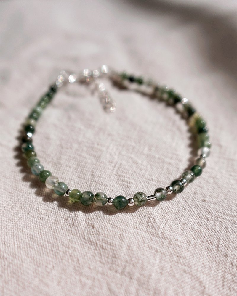 小天然石手链-水草玛瑙 - 手链/手环 - 纯银 