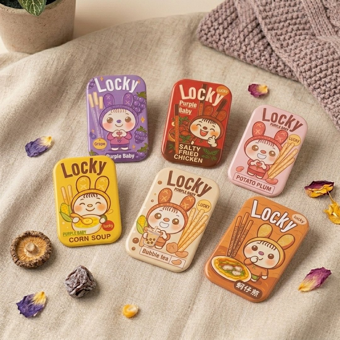 【幸运紫娃】Locky 点心棒徽章 马口铁 徽章 别针 - 其他 - 其他金属 