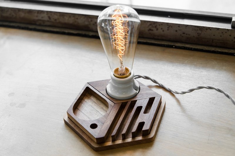 －劲空间设计－六角拼拼原木灯组-经典款钨丝灯泡  - 灯具/灯饰 - 木头 咖啡色