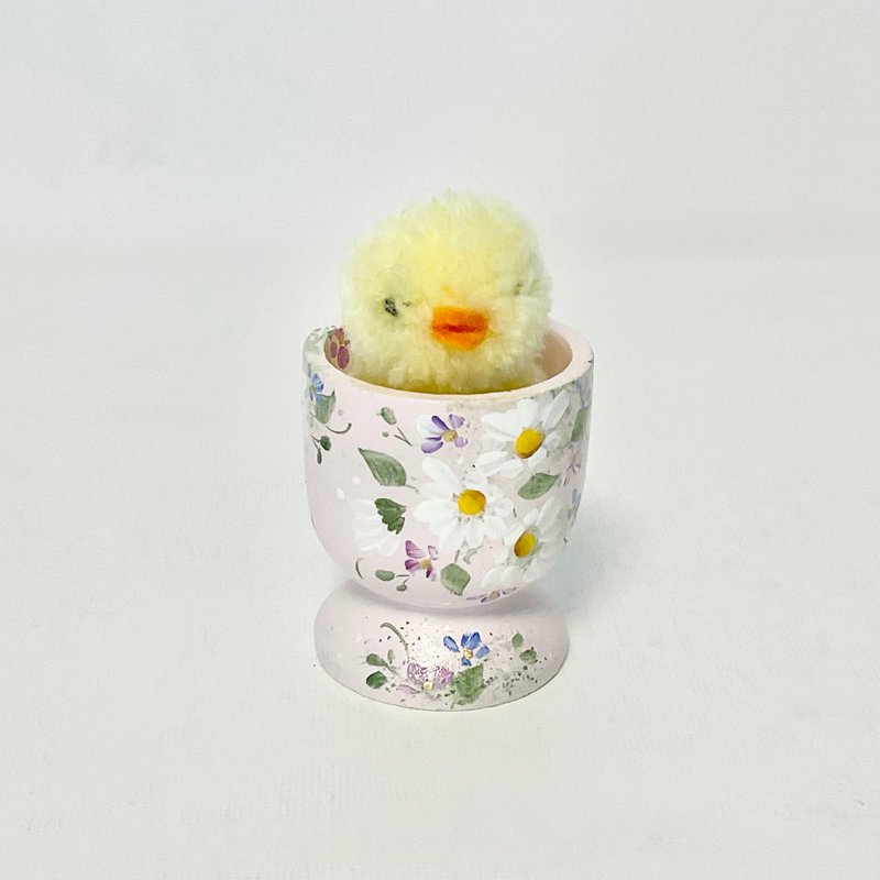 木制蛋架配小鸡和花痴（粉红） - 其他 - 木头 黄色