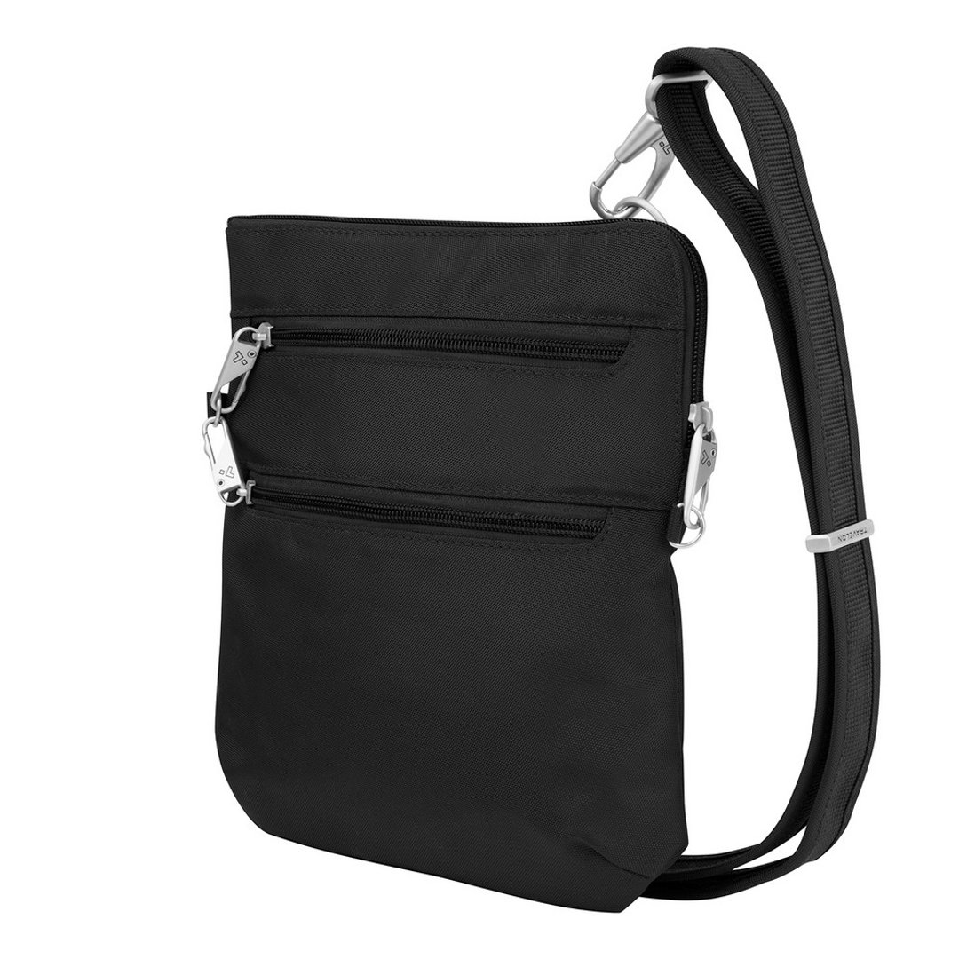 美国 TRAVELON RFID 四层防盗斜背包 (黑 1.5L) | RFID 单肩包 - 侧背包/斜挎包 - 聚酯纤维 黑色