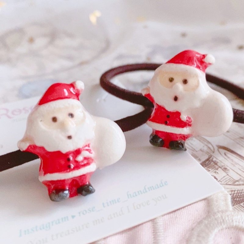 手绘 可爱圣诞老人 发圈 小小圣诞老公公 圣诞礼物 - 发饰 - 粘土 红色