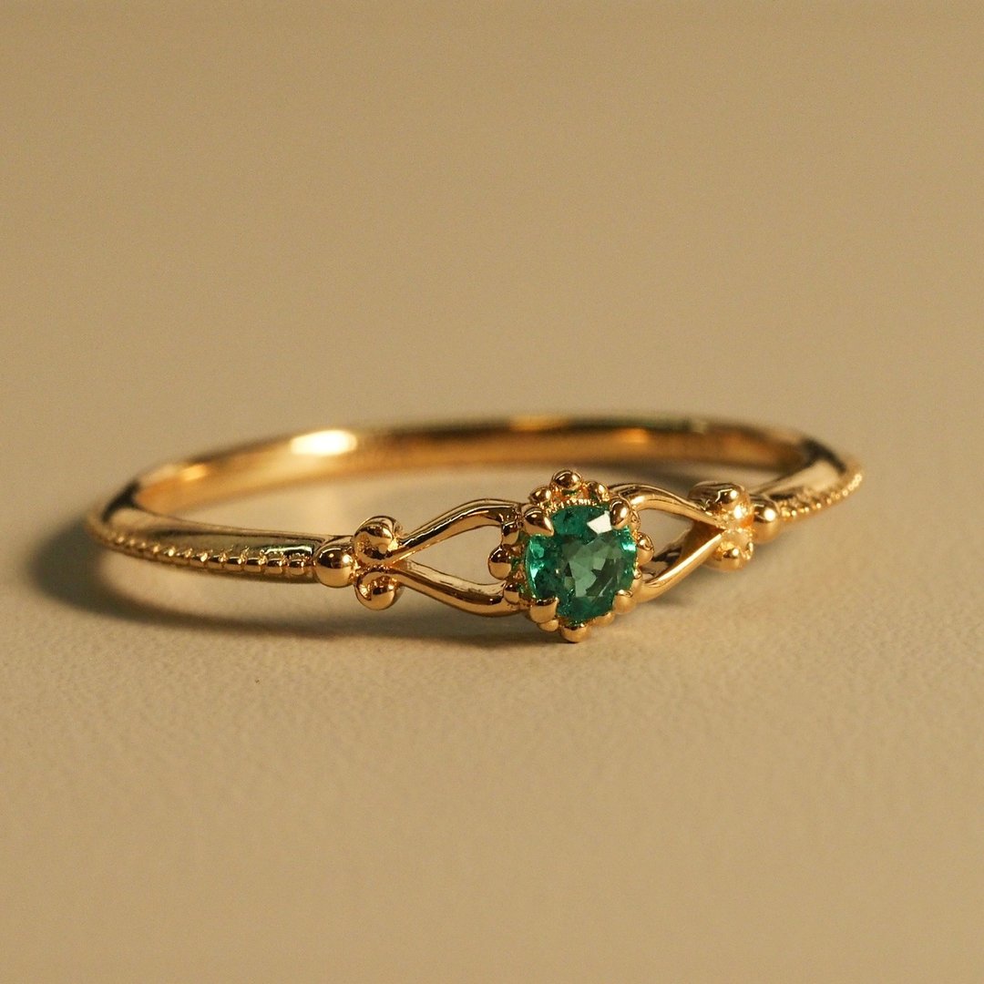18K金祖母绿向日葵戒指 The Emerald Himawari Ring - 戒指 - 贵金属 
