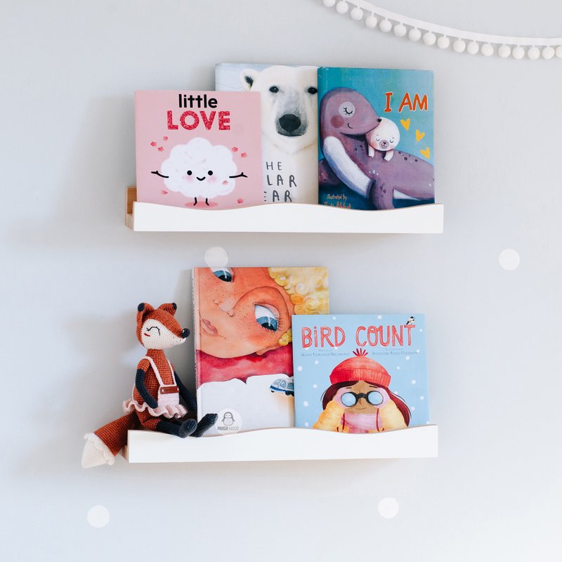 Shelf for kids room, Wavy Shelf, Wooden Floating Shelf, Shelf with Curved Ledge - 儿童家具 - 木头 