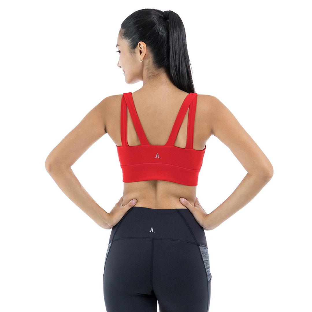 【NAMASTE】Adela 小三角双肩短上衣 - 红 - 女装运动内衣 - 尼龙 红色