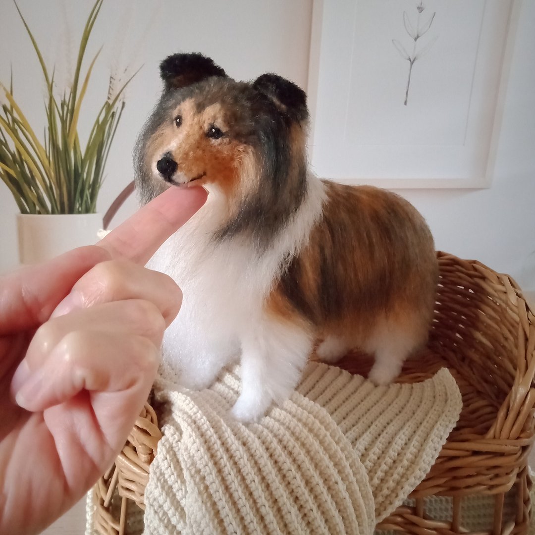 6.5 inches height Custom miniature realistic crochet Shetland Sheepdog Soble - 玩偶/公仔 - 其他材质 橘色