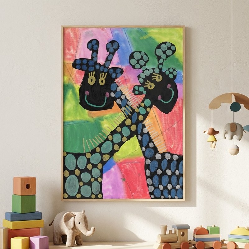 【动物狂想曲 / 艺术挂画】小欧哥的调色板–长颈鹿 - 海报/装饰画/版画 - 纸 黄色