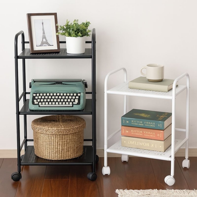 二层/三层 冲孔洞板铁推车 收纳车 手推车 文书车 置物架 附轮车 - 其他家具 - 其他金属 