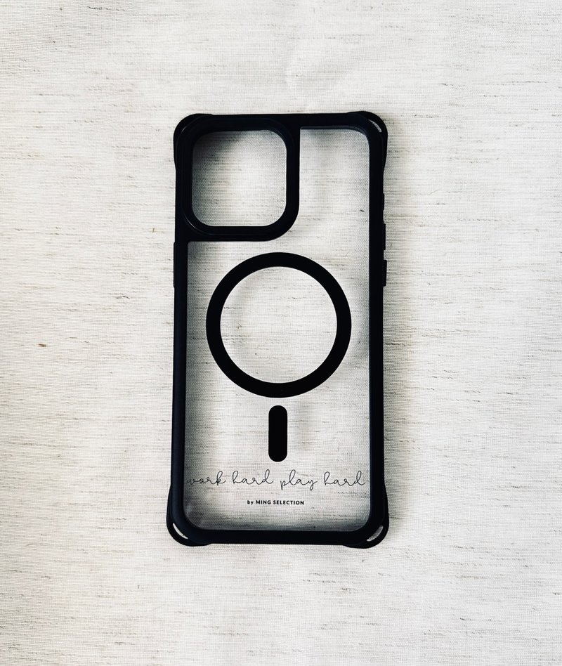 【MISIAxMING SELECTION】限量透明黑框四角防护超薄磁吸手机壳 - 手机壳/手机套 - 压克力 