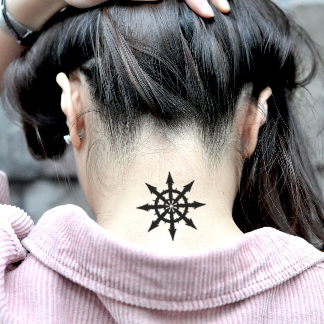 OhMyTat 混沌星符号 Chaos Star Symbol 刺青图案纹身贴纸 (2 张) - 纹身贴 - 纸 黑色