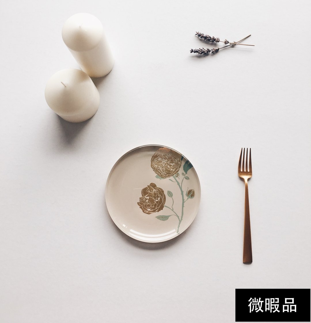 【圣诞礼盒】 惜物绝版品 法国巴黎新锐设计 绽放圆形器皿 花苞款 - 盘子/餐盘/盘架 - 玻璃 金色