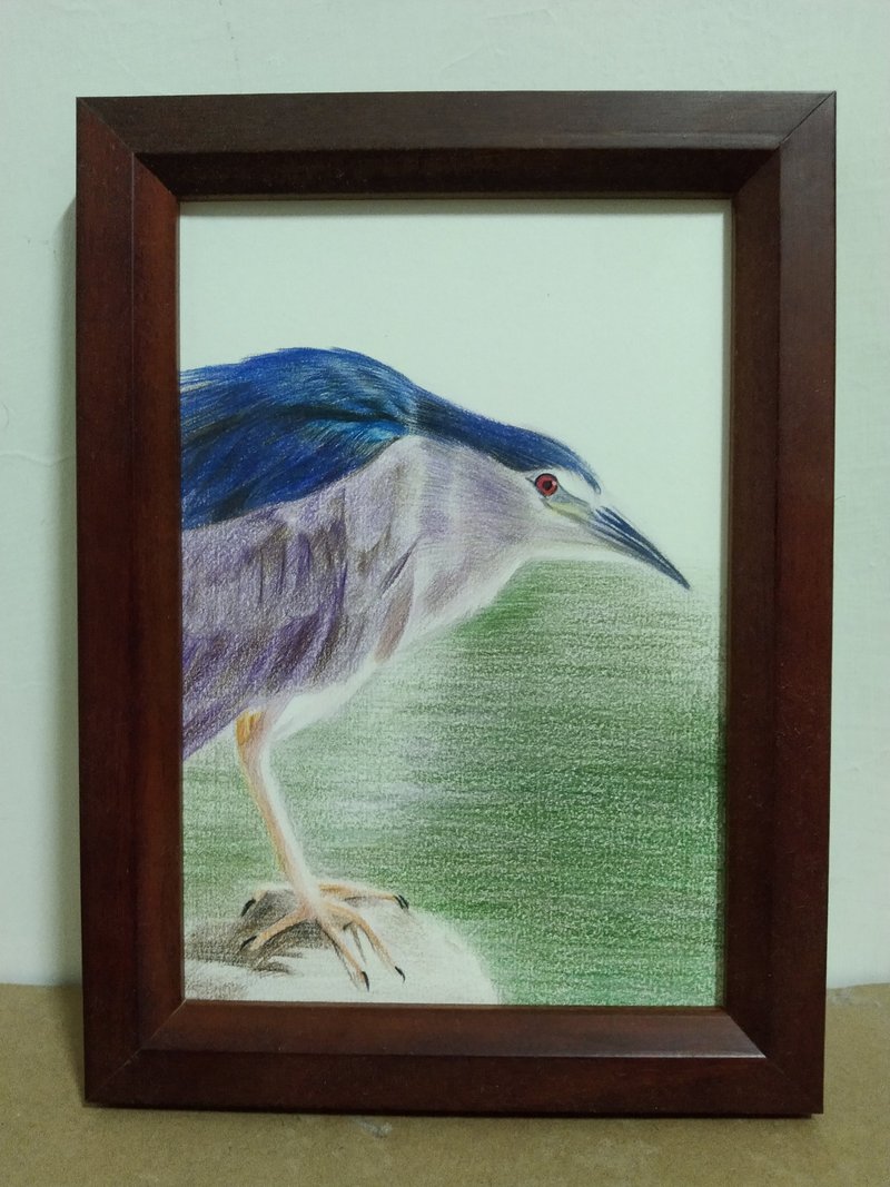 摆设 / 夜鹭/ 色铅笔画 / 原稿 / 含框 - 海报/装饰画/版画 - 纸 