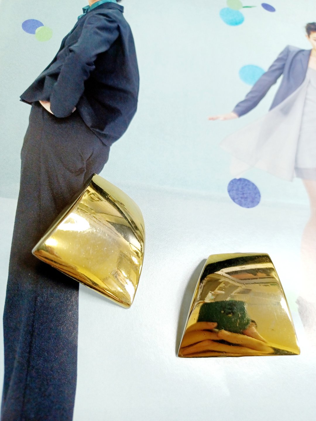 vintage jewelry  古董夹式耳环  梯形 - 耳环/耳夹 - 其他金属 