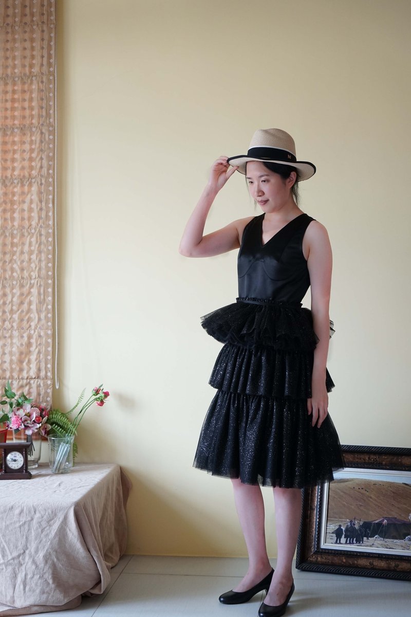 黑钻多层小礼服 - 洋装/连衣裙 - 聚酯纤维 