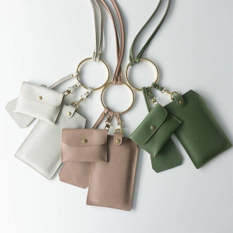 Ring Shoulder Bag [Shrink Leather] Bag Ring Multi Shoulder Mini Bag Pouch Mother's Day HS10K - 侧背包/斜挎包 - 真皮 多色