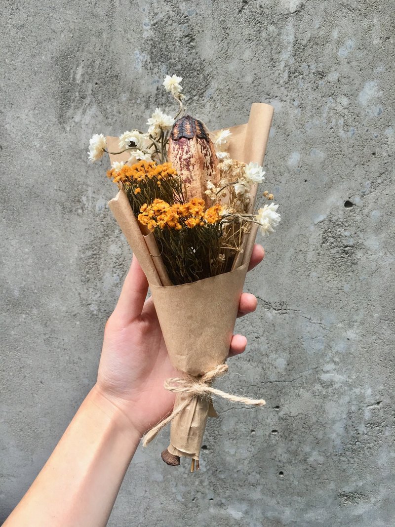 起飞前的祝福 干燥花束-  银苞菊、维多梅、桃花心木果实 唯一 - 干燥花/捧花 - 植物．花 橘色