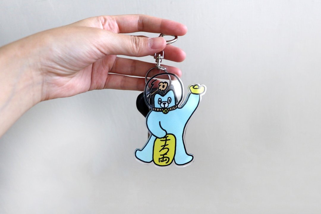 太空招财小猫钥匙圈 - 钥匙链/钥匙包 - 塑料 蓝色