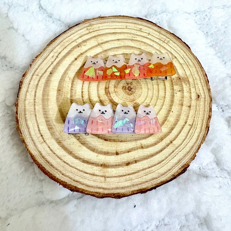 手绘猫咪富士山发夹 - 发饰 - 树脂 多色