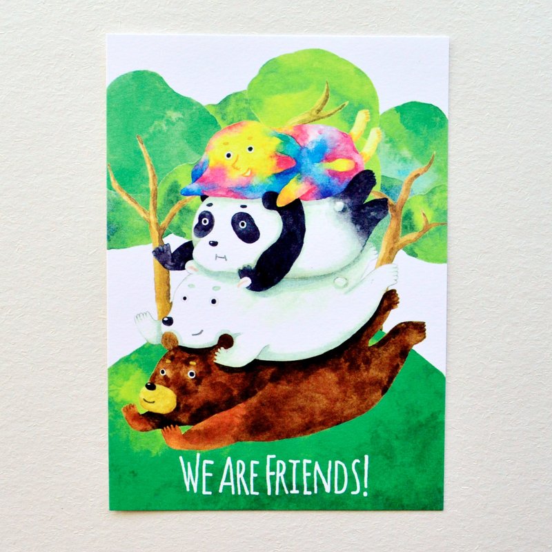 WE ARE FRIENDS! 明信片 - 卡片/明信片 - 纸 绿色