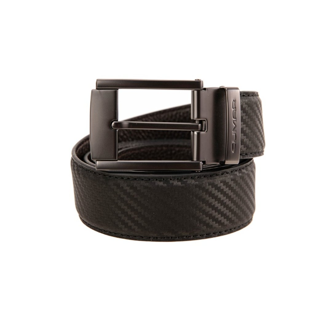 CUMAR 头层牛皮 CARBON FIBER 针扣皮带 - 皮带/腰带 - 真皮 黑色