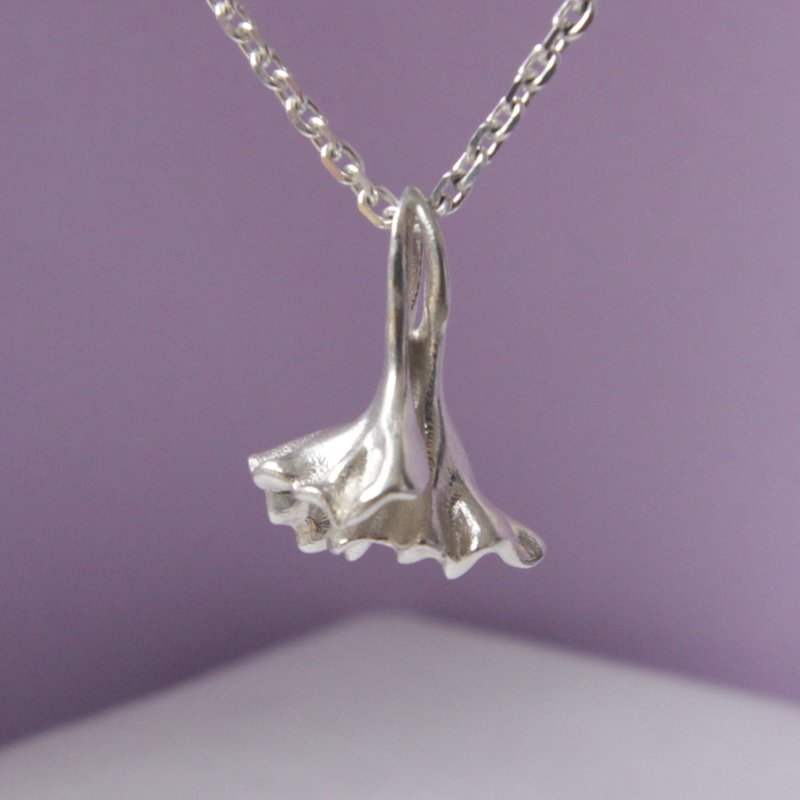 随笔线条系列--跳舞雪纺裙纯银颈链 - 项链 - 纯银 银色