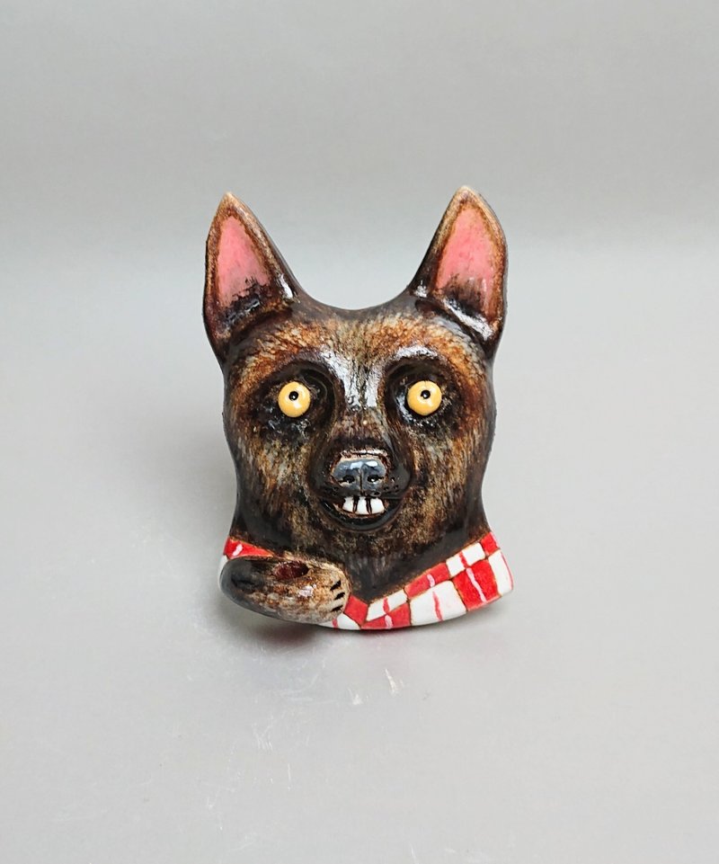 台湾犬扩香器01(手工陶制品) - 香薰/精油/线香 - 陶 白色