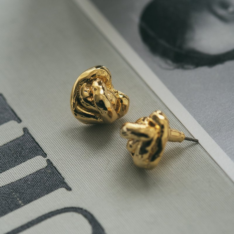 环形心形耳环 - 耳环/耳夹 - 其他金属 金色