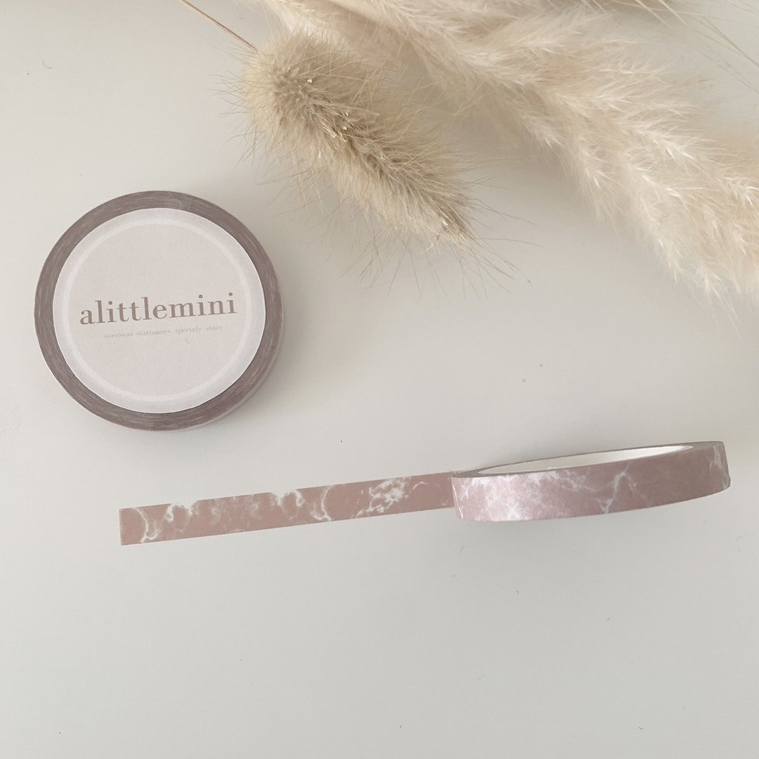 alittlemini 7mm masking tape marble pattern pink - 纸胶带 - 纸 白色