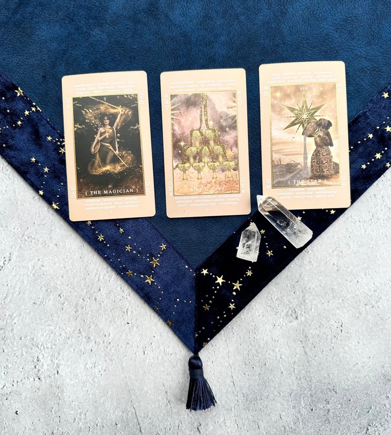星象天鹅绒塔罗牌布 海军蓝 手作 - 桌游/玩具 - 聚酯纤维 蓝色