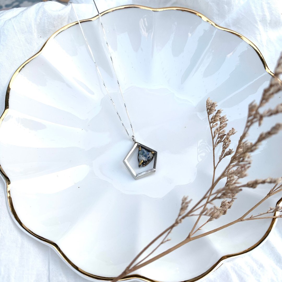 Oˋre Jewelry_设计师款_Benitoite_蓝锥矿_项链_925纯银_铜 - 项链 - 宝石 