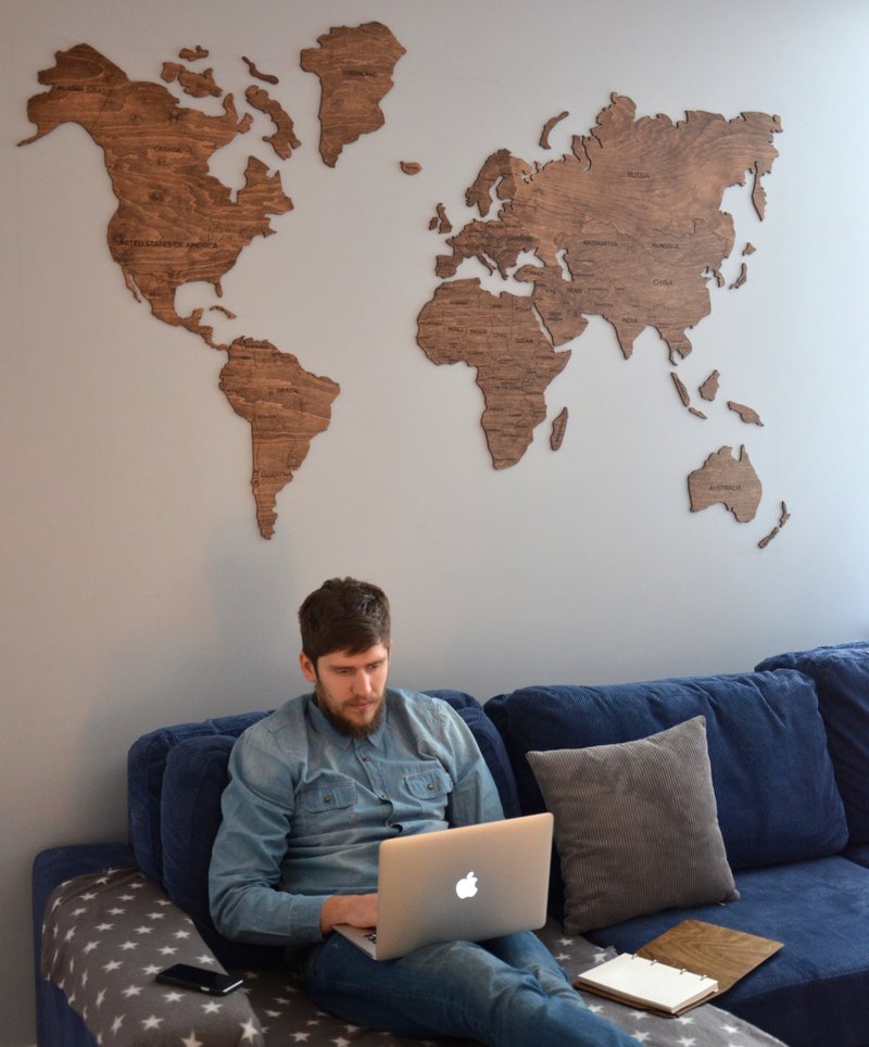 Wood Wall Map World, Wooden Wall Map, Wall Maps with Pins, World Map Wall Art - 墙贴/壁贴 - 木头 