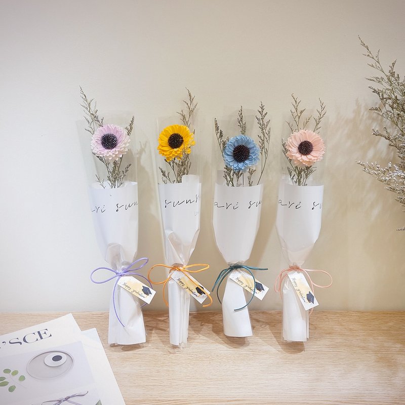 韩系清新风向日葵单支毕业花束 /干燥花束/永生花/太阳花 - 干燥花/捧花 - 植物．花 黄色