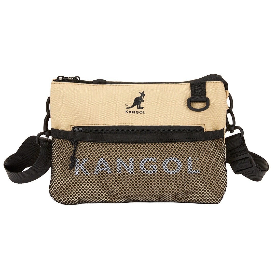 KANGOL多夹层小侧包-卡其 - 侧背包/斜挎包 - 尼龙 