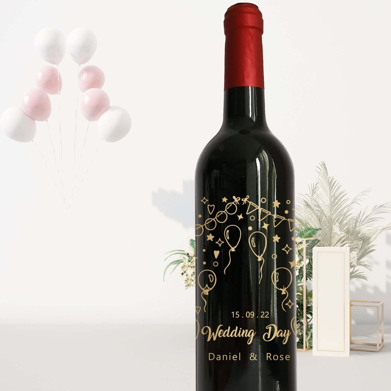 结婚礼物|定制化雕刻红酒套装送新人 庆祝新婚结婚礼物文字雕刻 - 酒类 - 玻璃 