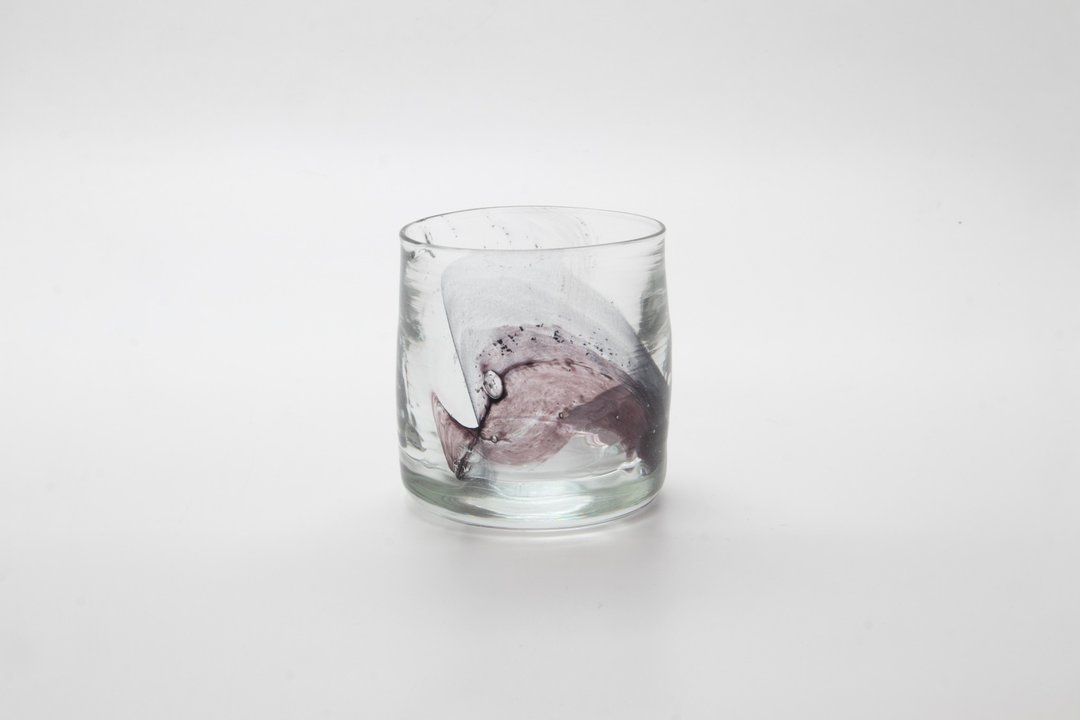 紫灰流纹威士忌玻璃杯 250ml - 玻璃杯 - 玻璃 灰色