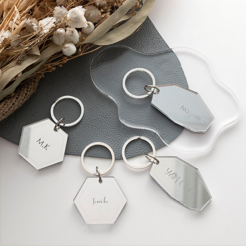 镜面压克力钥匙圈 【 镌刻名字 】 钥匙圈 席位卡 礼物 文字订制 HQ03U - 钥匙链/钥匙包 - 其他材质 透明