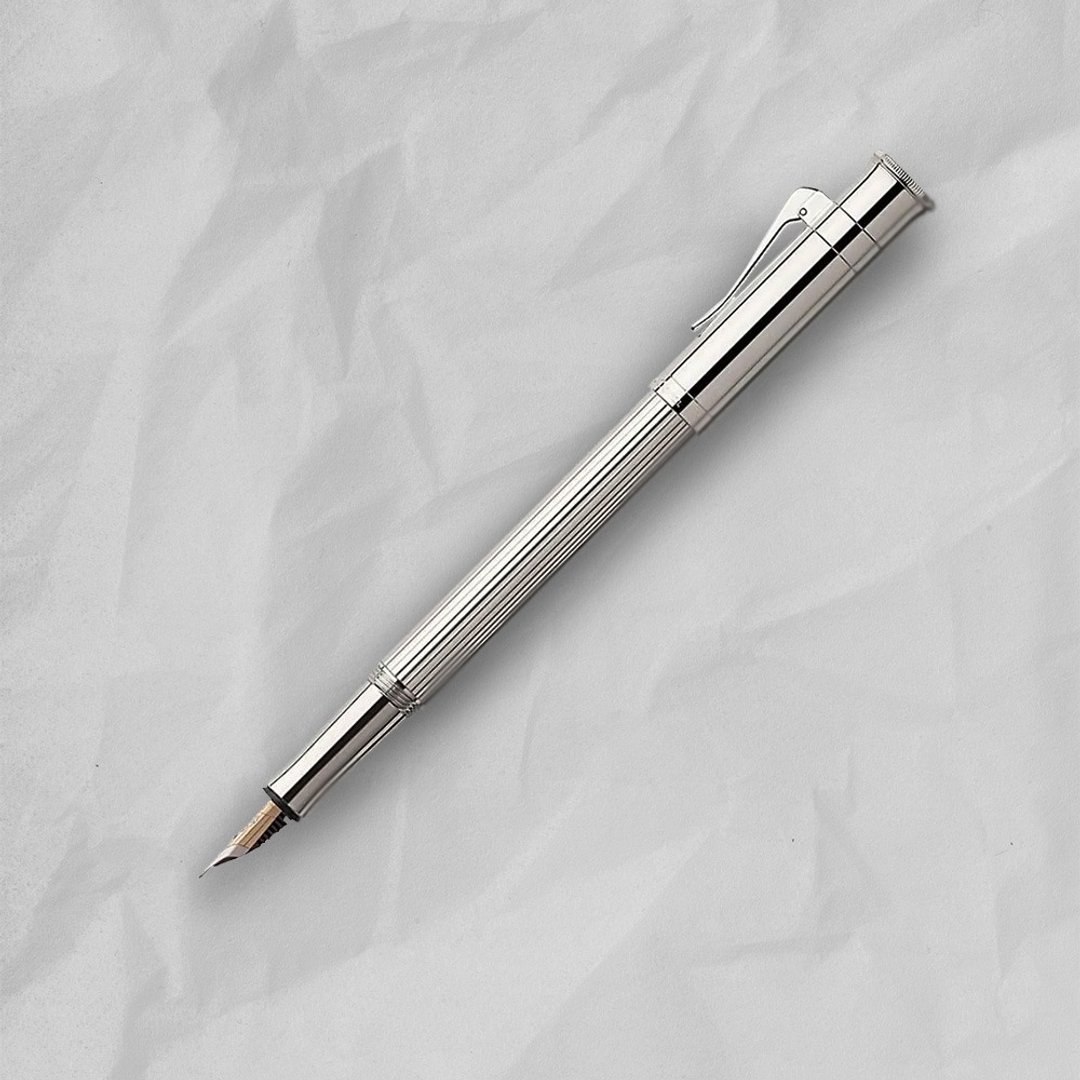 【Graf von Faber-Castell】经典系列镀白金钢笔 M尖 VIP刻字服务 - 钢笔 - 其他金属 银色