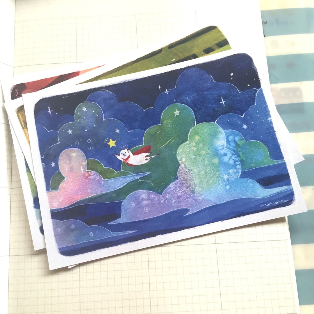 (森森秀原创明信片)追星 - 卡片/明信片 - 纸 