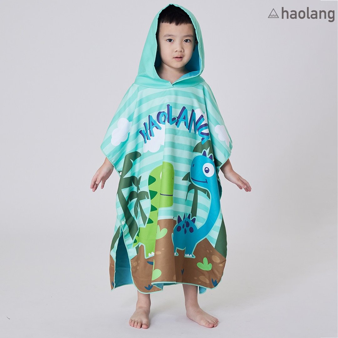 Haolang 森林恐龙儿童快干浴巾衣/纤维毛/速干 - 运动配件 - 聚酯纤维 
