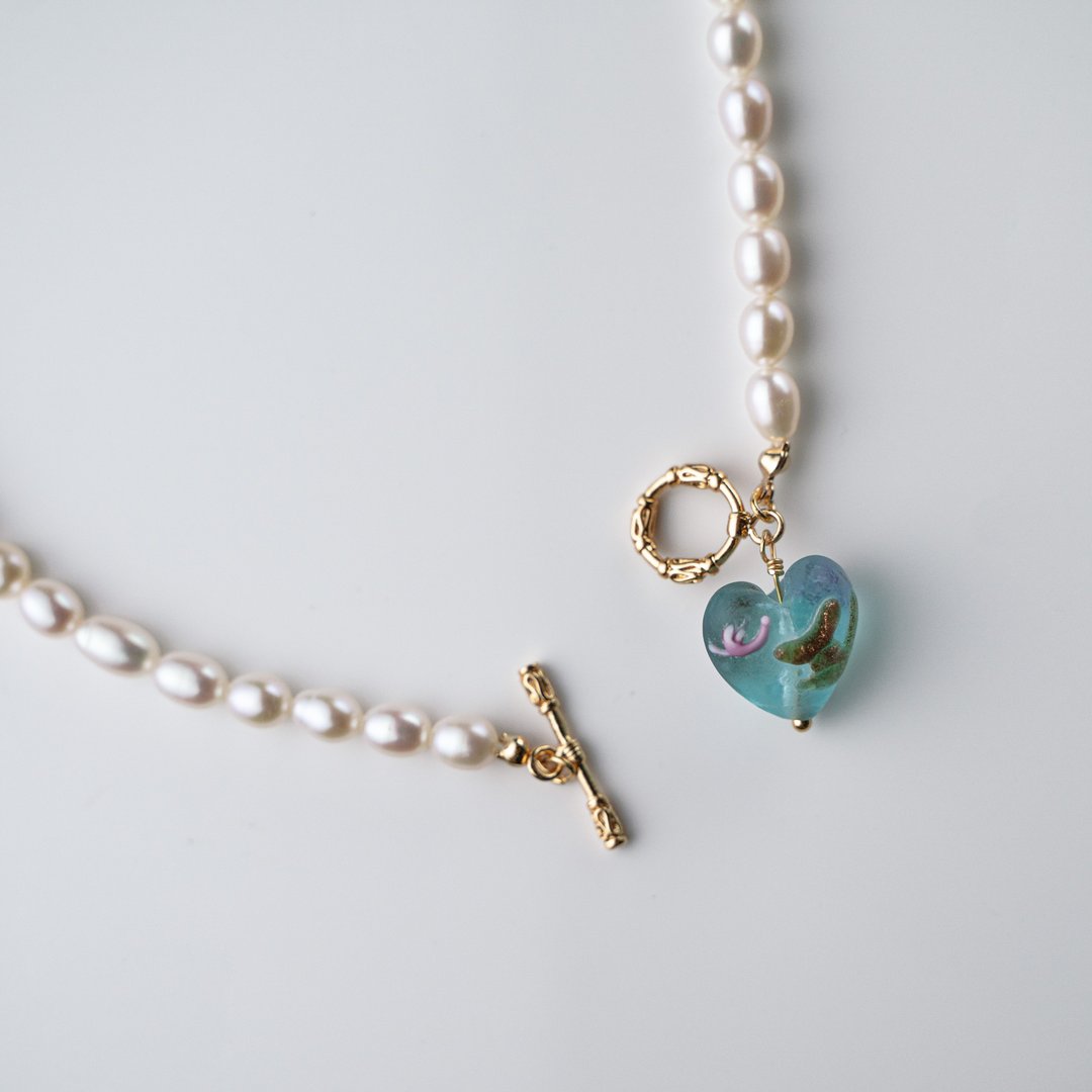 智慧女神雅典娜蓝色之心项链 Athena Pearl Necklace - 项链 - 铜/黄铜 蓝色