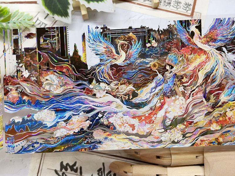 千坊不夜诏 PET 紙膠帶 贝壳光 10米卷 - 纸胶带 - 其他材质 