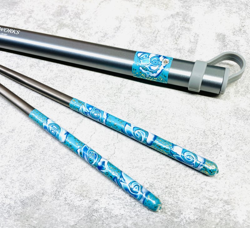 钛玺筷 地球海天地系列 海天蓝/银河蓝 - 筷子/筷架 - 其他金属 蓝色