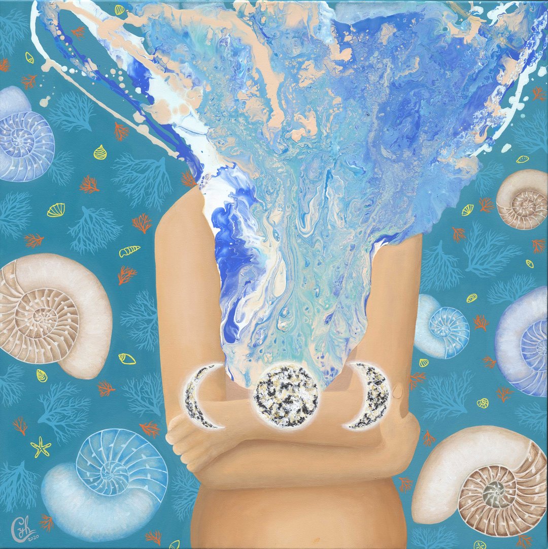 月亮女性绘画－螺旋的流动能量 - 海报/装饰画/版画 - 棉 多色