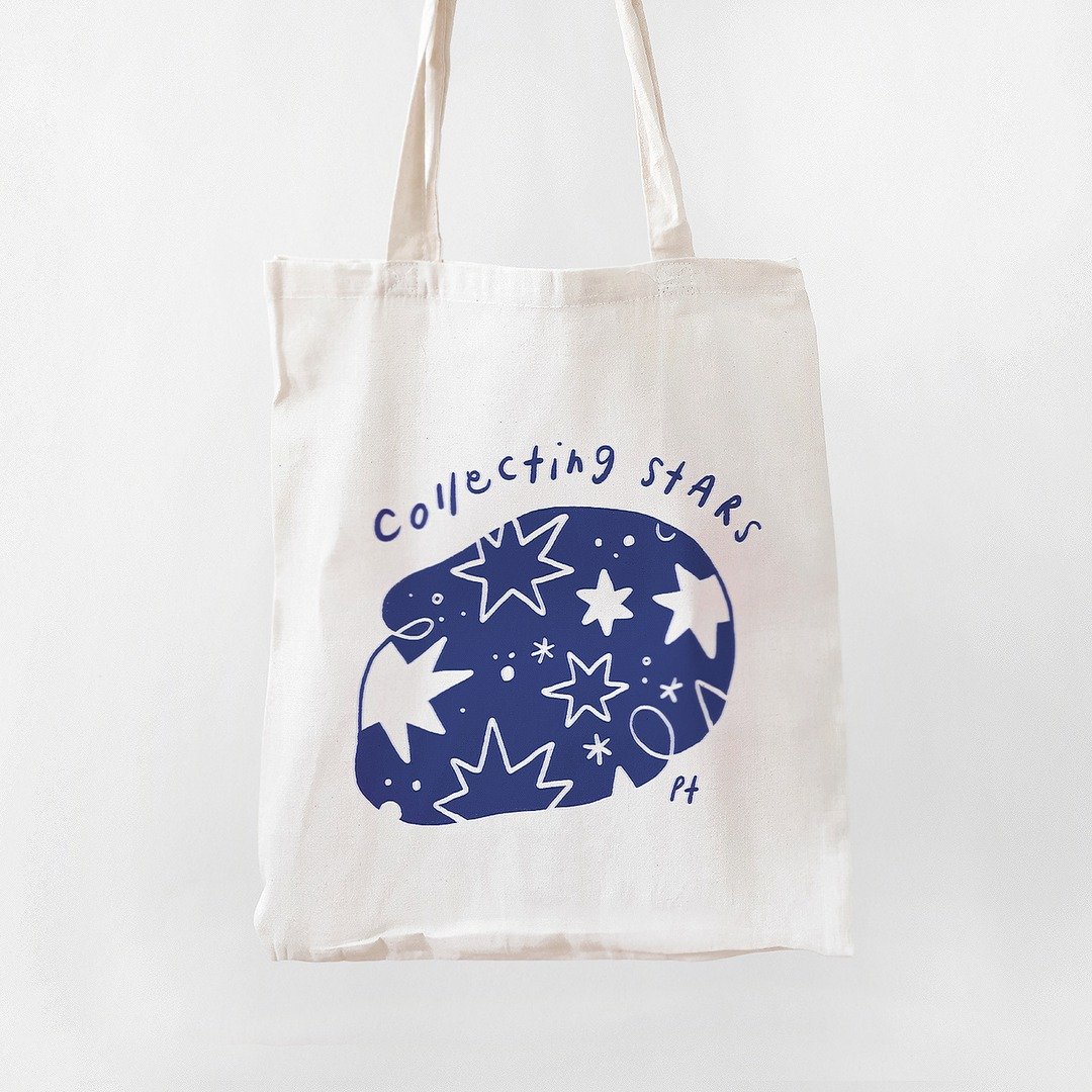 Collecting Stars Tote Bag - 手提包/手提袋 - 其他人造纤维 蓝色